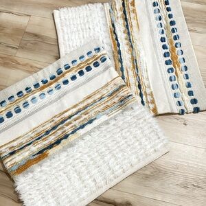 Elegant Striped Pillow Covers - White, Blue, and Gold